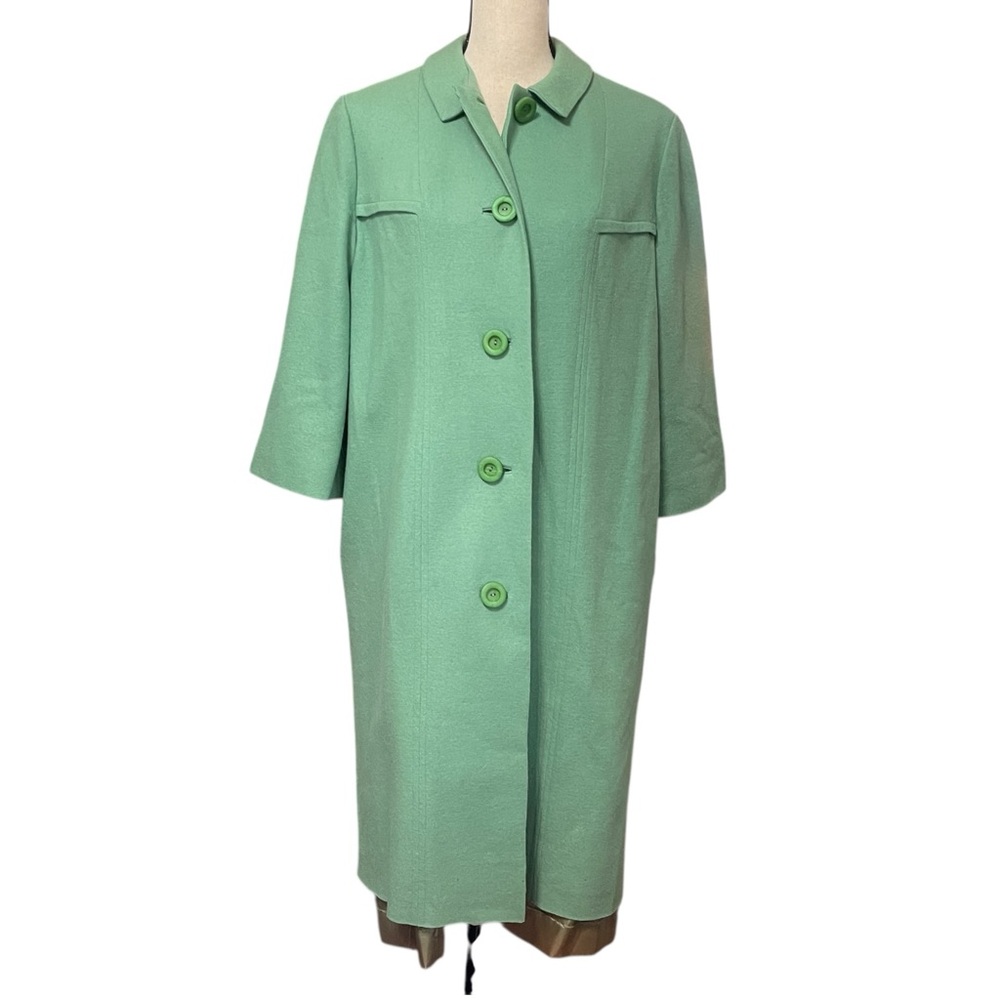Vintage Mr Jules1960‎ Lime Green Button Down Trench Coat